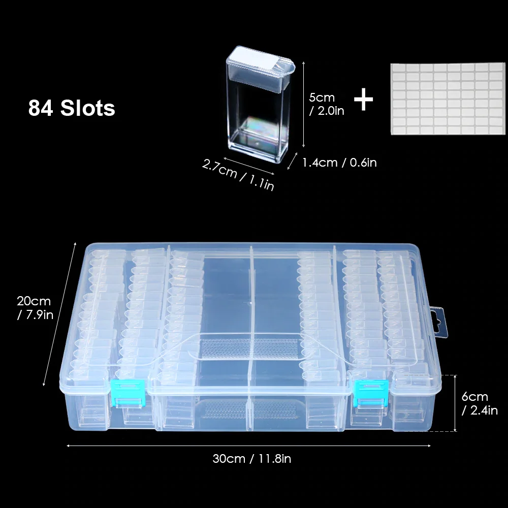 Прозрачный пластиковый ящик для хранения бусин с отсеком Алмазная вышивка аксессуары для рисования инструмент дрель контейнер для ювелирных бус - Цвет: 84 Slots