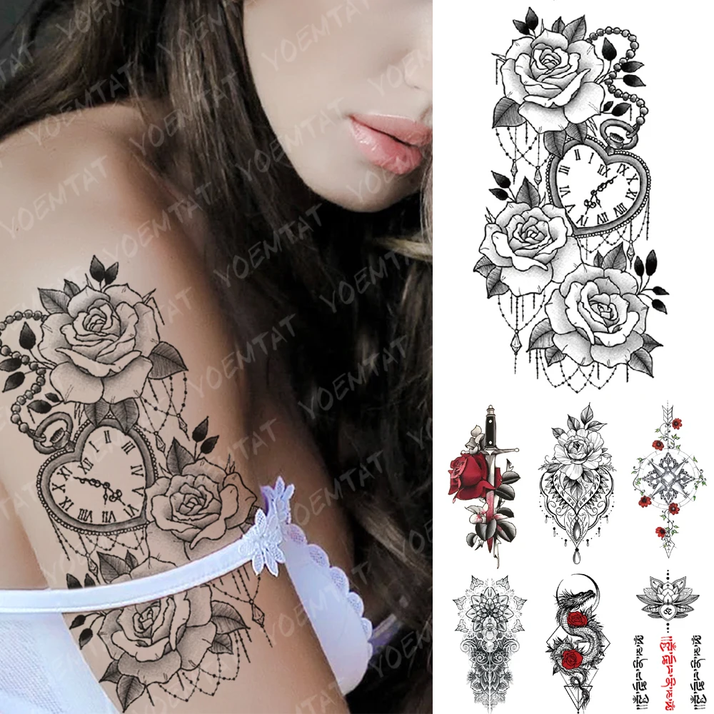 Waterproof Temporary Tattoo Sticker Mandala Indian Sanskrit Flash Tattoos Lotus Totem Body Art Arm Fake Tatoo Women Men | Красота и
