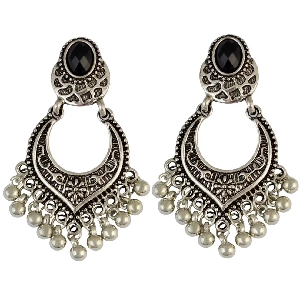 

Vintage Earrings Silver Gold for Women Ethnic Boho Mexican Fringe Bell Heart Shaped Gypsy Drop Dangle Girl Indian Jhumka Jewelry