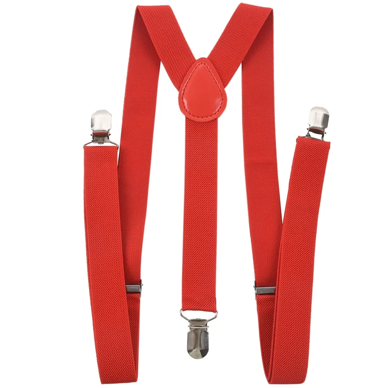 Новый-Женщины Мужчины клип на регулируемые брюки эластичный Y Назад подтяжки-красный
