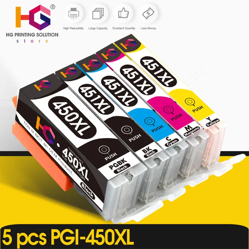 

5 color Compatible PGI 450 CLI 451 Ink cartridge For Canon PIXMA IP7240 MG5440 MG6340 MX924 MG7140 MG6440 MG5540 Printers