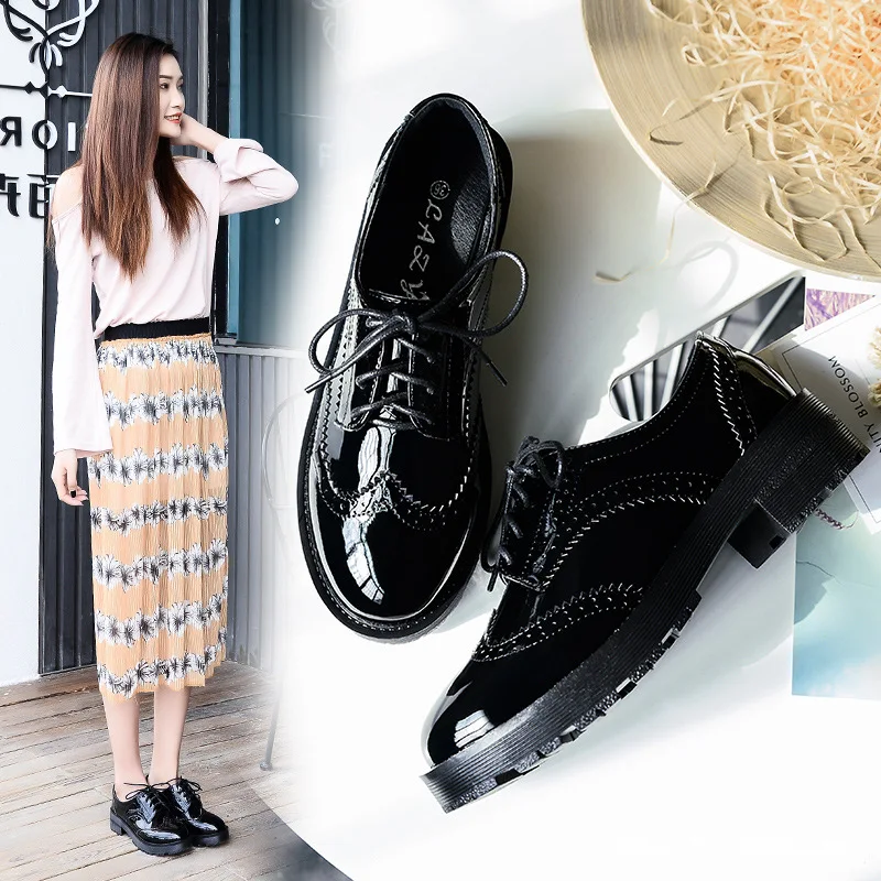 

INS Super Fire Shoe Women's British-Style WOMEN'S Shoes Spring And Autumn Retro Thick Bottomed Shoes Bullock Shoes Soft Bottom K