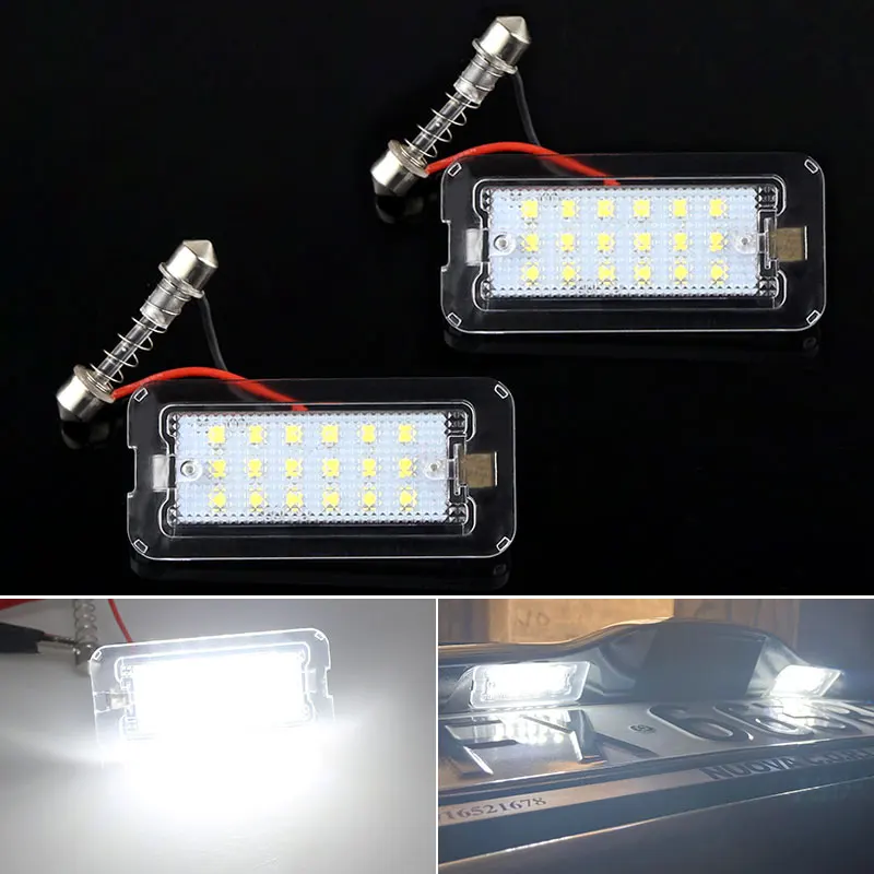 2Pcs Canbus Led Number License Plate Lights No Error White FOR Fiat 500