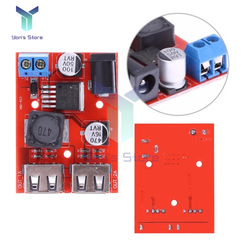 Lm2596s Dual Usb Port 9v/12v/24v/36v To 5v Dcdc Step Down Buck Car
