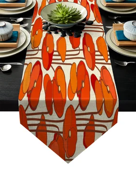 

Poppies Orange Flower Art Table Runner Table Flag Home Party Decorative Tablecloth Table Runners for Wedding