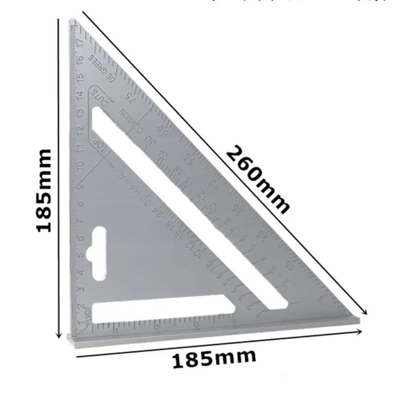 

7inch Triangle Ruler Aluminum Alloy Angle Protractor Speed Metric /Imperial