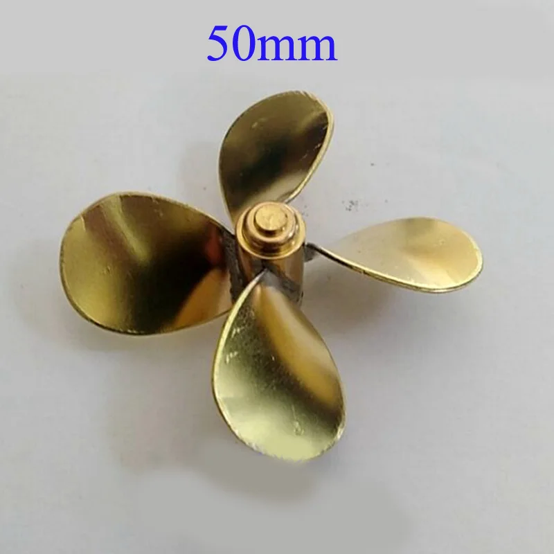RC Marine Brass Propeller Diameter 50mm 4 Blades Paddle Positive/Reverse M4 Shaft Propellers Props for RC Simulation Boat Parts