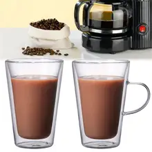 Термостойкие двухслойные Стеклянные чашки путешествия кофе чай кружка с ручкой стеклянный бокал чашки для товары для дома, кухни