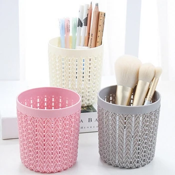 

Multifunctional 3 Colors Hollow Makeup Brush Holder Storage Box Cylinder Empty Cosmetic Brush Holder Cosmetic Tool Organizer