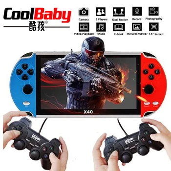 

X40 Video Game 7.1 INCH LCD Double Rocker Portable Handheld Retro Game Console Video MP4 Player TF Card for GBA/NES 3000 Games