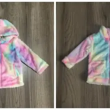 Весенне-зимняя одежда; теплое пальто для маленьких девочек; разноцветная флисовая толстовка с капюшоном и карманами на молнии; хлопковая одежда; детская одежда; хлопковый топ на молнии