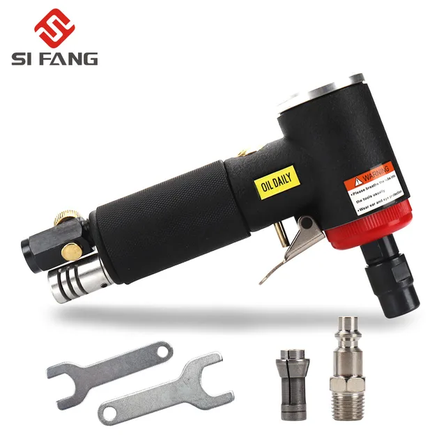 Mini 1/4 inch Air Angle Die Grinder 90 Degree Pneumatic Grinding Machine Cut Off Polisher Mill Engraving Tool Set 20000RPM Black