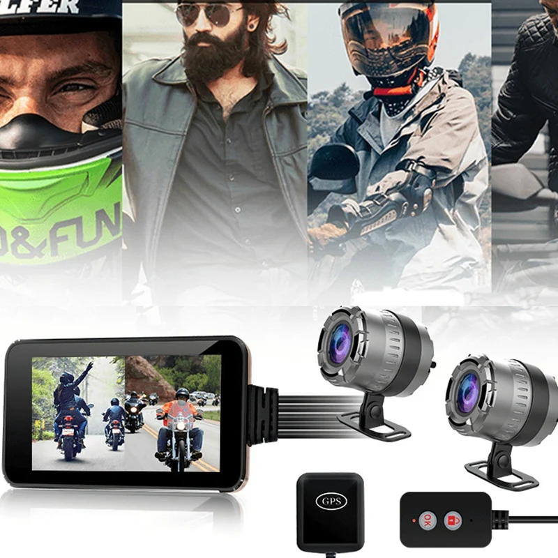 HD 1080P Нажмите 4 дюйма мотоцикл вождения рекордер Wifi двойной объектив хост водонепроницаемый локомотив рекордер