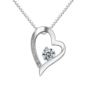 

925 Sterling Silver Heart Necklace Female Moissan Diamond Pendant Temperament Wild Clavicle Chain Tanabata Valentine's Day Gift