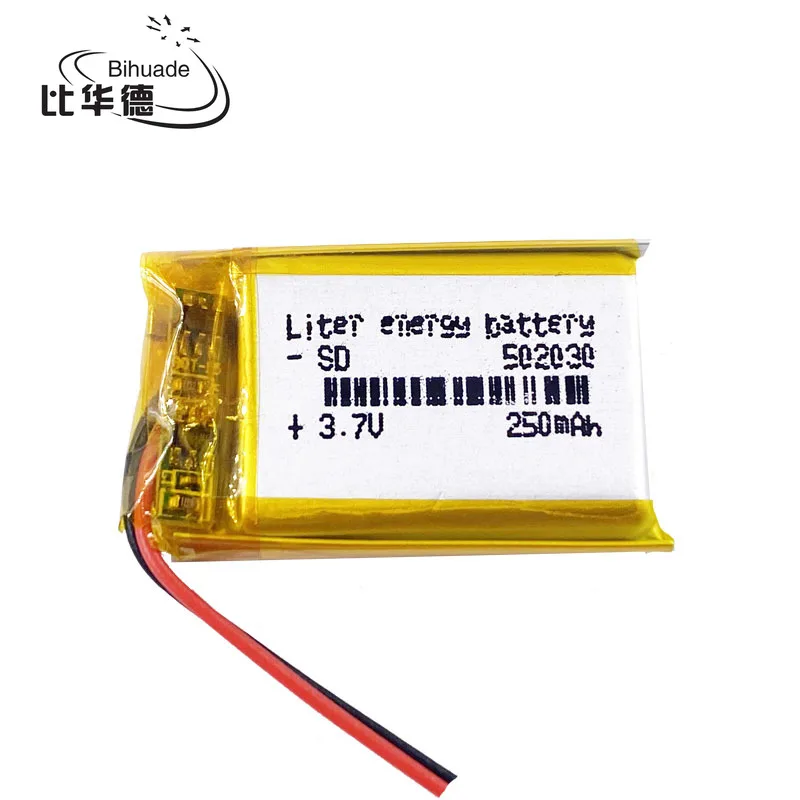 10pcs 3.7V 250mAh 502030 Lithium Polymer Li-Po li ion Rechargeable Battery cells For Mp3 MP4 MP5 GPS mobile bluetooth
