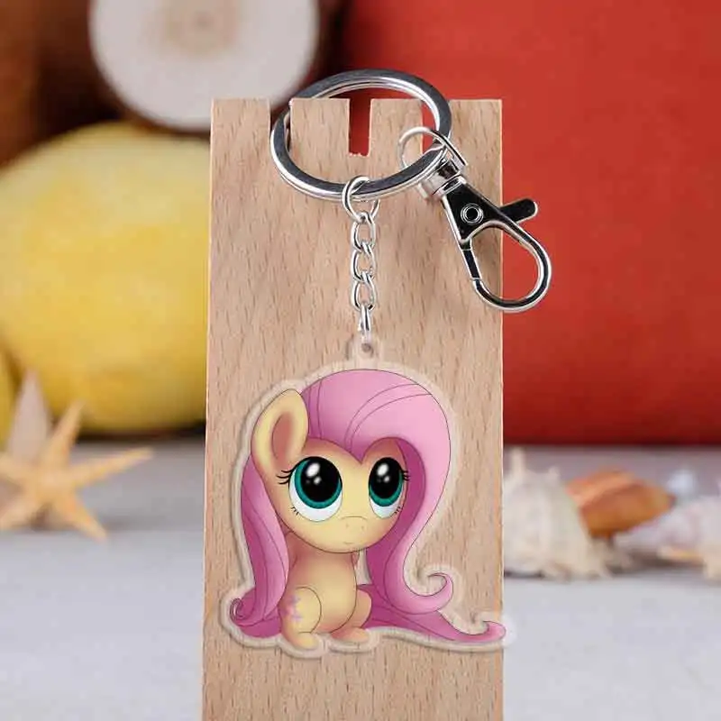 LXJERY 20 Styles Cartoon Anime My Little Poni Horse Unicorn Keychain Acrylic Key Chain Schoolbag Decorations Pendant Key Ring