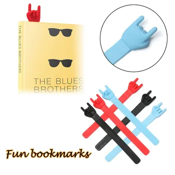 

Silicone Finger Personalized Bookmark Book Marker Finger Point Pen Creative Rock Gesture Music Bookmark Wholesale
