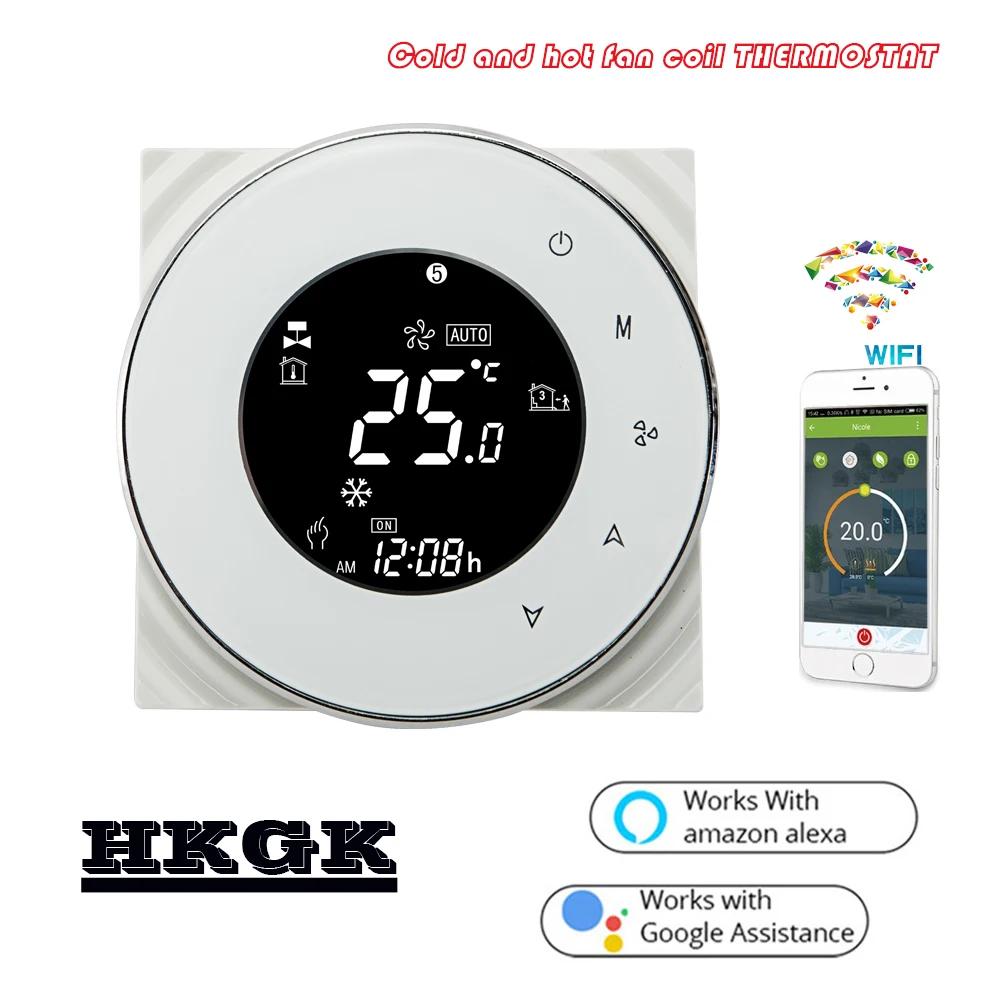 24VAC,95~240VAC tuya fan raumthermostat wifi for 2P 4P heat cool temp refrigerator