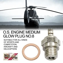 Bougie de préchauffage NO.8 OS88, pièces de moteur de Medium Hot Spark compatibles avec les avions r/c FP LA SF FX SX Series r/c, accessoires d'hélicoptère
