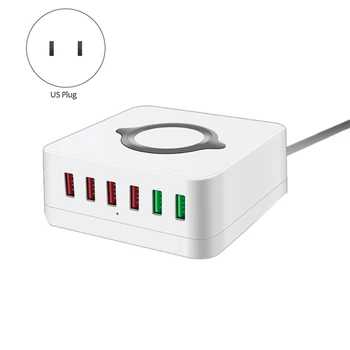 

E6 7 in 1 Multi-Function Wireless Charging Station USB Smart Socket Holder Stand Us Plug