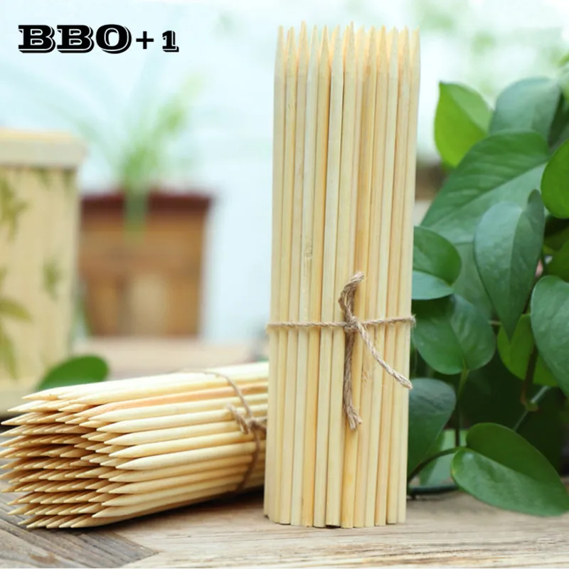 

100pcs 20cmx5mm Bamboo Wood Skewers Shish Kabob Natural Wood BBQ Skewer Disposable Meat Apple Candy Stick Barbecue Accessories