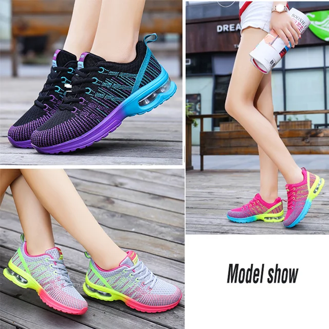 Zapatillas de tenis con cojín de aire para mujer, zapatos deportivos de malla con aumento de altura de 4CM, transpirables, para correr al aire libre - Image 5