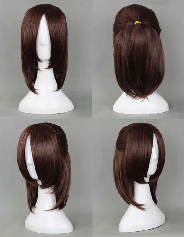 Anime Attack on Titan Hange Zoe Hanji Cosplay Wigs Brown Short Clip Ponytail Heat Resistant Synthetic Hair Cosplay Wig + Wig Cap yandy costumes