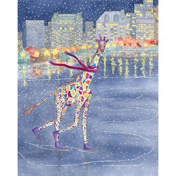 

DIY Painting By Numbers Christmas giraffe Kit Oil Picture By Numbers Animal Wall Art Painting on Canvas Home Decoration Gift