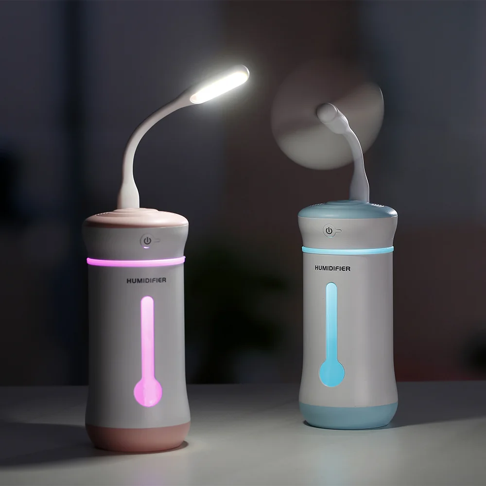 

Creative Three-in-One Humidifier Mute USB Night Light Fan Air Humidification Nebulizer Machine Advertisement Gift