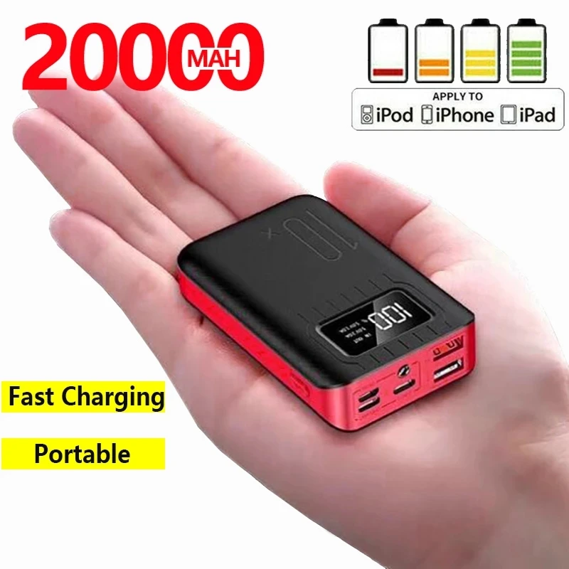 20000mAh Mini Portable Fast Power Bank with LED Flashlight Digital Display Powerbank for iPhone 12 11 13 Samsung Huawei Xiaomi power bank battery