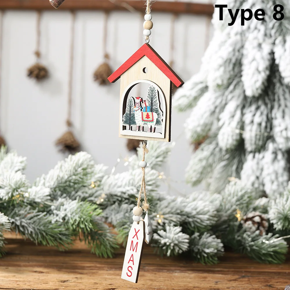 Креативная деревянная подвесная подвеска, украшение для дома, Рождественская елка, лама, альпака, автомобиль, рождественские украшения, висячие украшения - Цвет: 8
