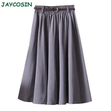 JAYCOSIN женская одежда весна лето сплошной цвет плиссированные юбки Женская мода Высокая талия сексуальная облегающая юбка миди с поясом 1217