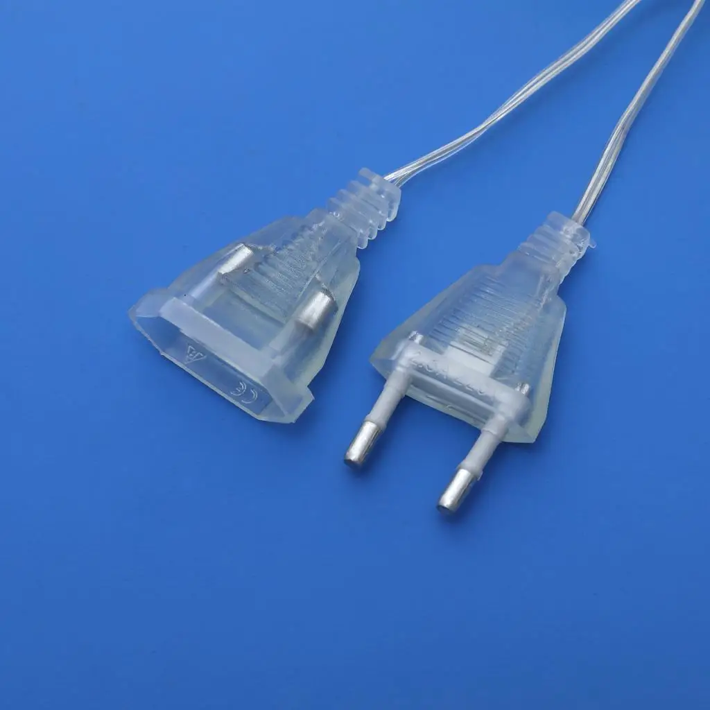 AC power extension cable 110-220V EU/US plug extension cord for holiday low-power LED string lights, Christmas indoor lights