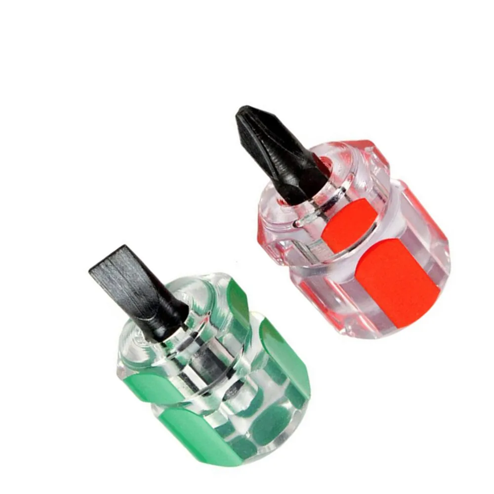 Compact Transparent Handle Metal Screwdriver Set - Mini Portable Repair and Sewing Tools with Radish Head