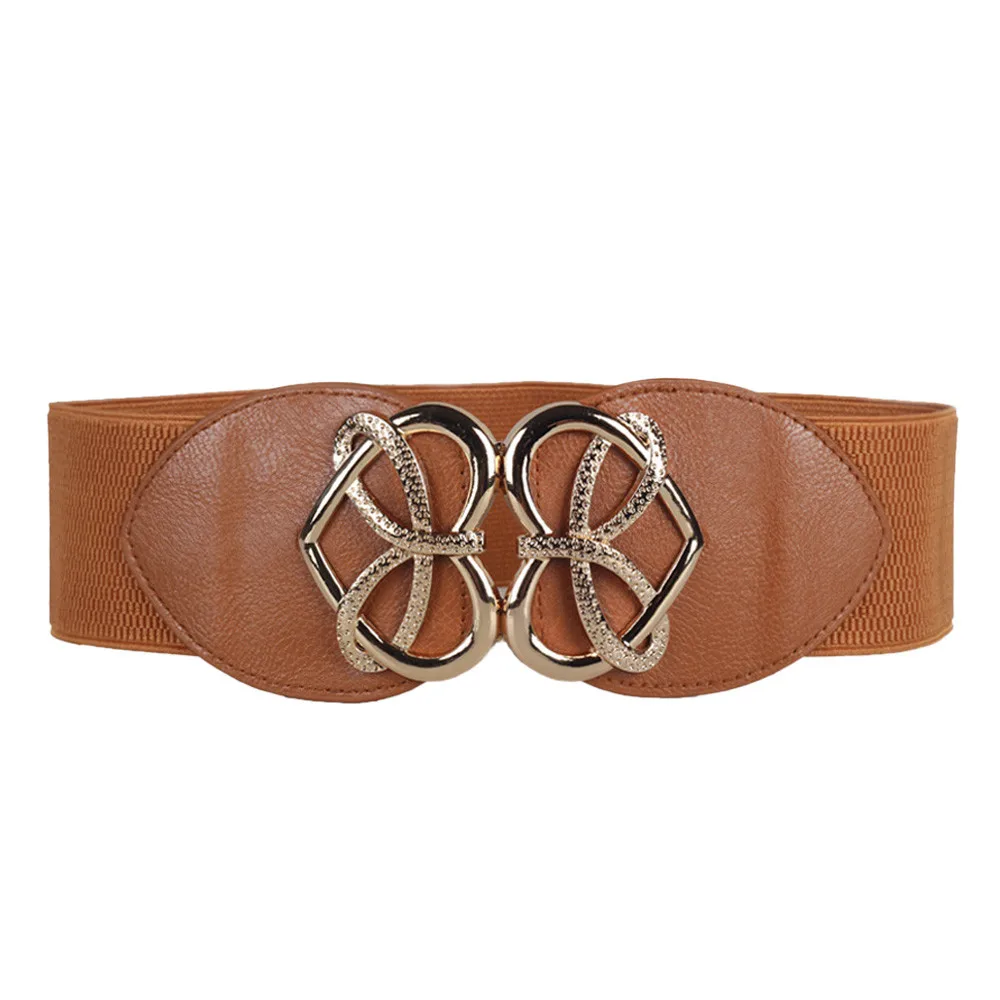 Jaycosin Adjustable Unisex Retro Fashion Decorative Elastic Wide Waistband Popular Metal Button Casual Leisure Belt