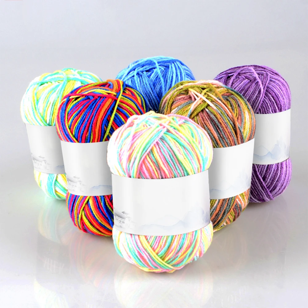 

1pc 4 Section-Dyeing Crochet Yarn Milk Cotton Knitting Yarn Soft Warm Baby Yarn for Hand Knitting Supplies
