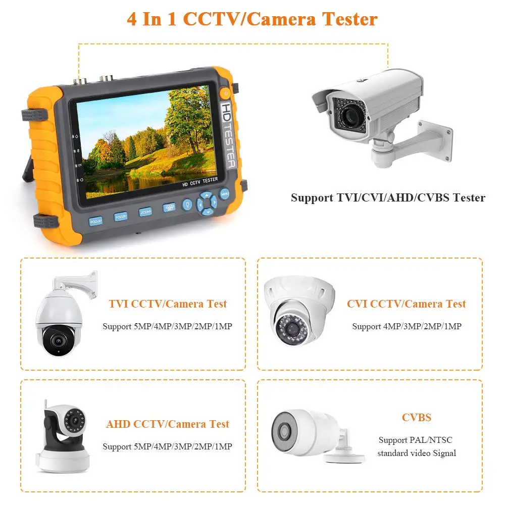 Câmera de Vídeo Câmeras de Segurança 4 em 1 com Vga Cctv Tester Testador ip Mini Monitor Hdmi Entrada 8mp Ahd 7 ahd câmera de vídeo ip mini ahd