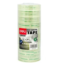Deli 30015 канцелярская лента 12* 30y(прозрачная) 12 объем/туба 1,2 см клей для стекла
