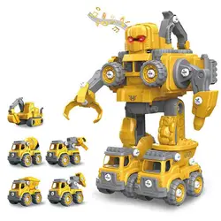 Vermelho/amarelo desmontagem construção veículo robô brinquedo para crianças escavadeira brinquedo para meninos meninas presentes de aniversário natal