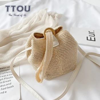 

2020 New Arrival Fashion Summer Women Handbag Straw Handmade Female Bags Ladies Beach Holiday Solid Bag Ladies Rattan Handbags