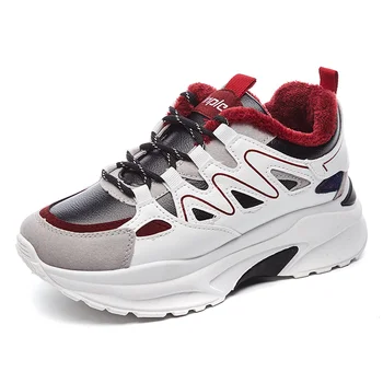 

Women Winter Shoes Warm Chunky Sneakers Fashion Casual Vulcanize Shoes Flat Platform Height Increase Footwear Femme Krasovki