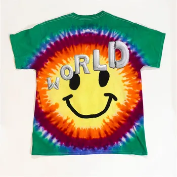 

2019 TRAVIS SCOTT ASTROWORLD SMILEY Tie Dye T shirt Men Women 1:1 Best-Quality Top Tees ASTROWORLD T-shirts