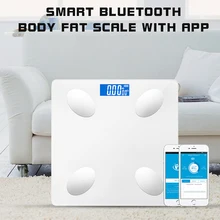 Balança de pesagem eletrônica banheiro escala digital piso inteligente bluetooth sync app equilíbrio composição gordura corporal moda branco