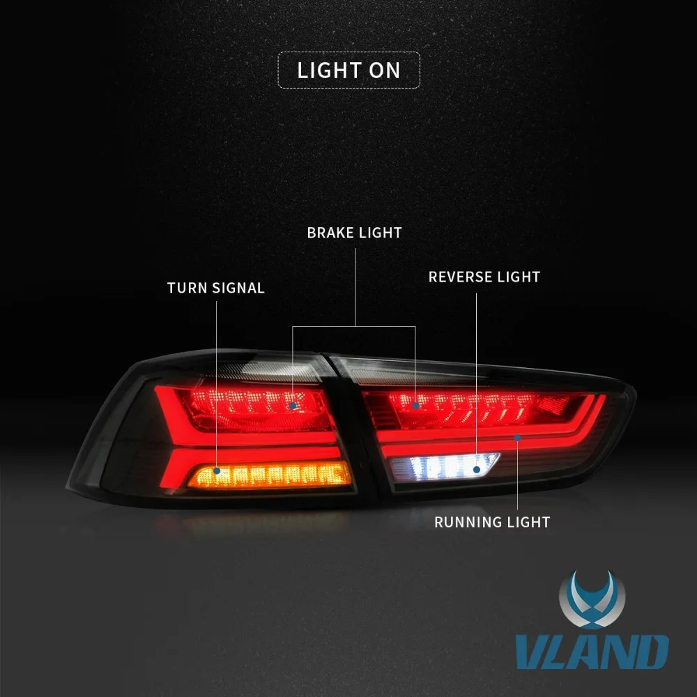 VLAND завод для Lancer 2008 2009 2010 2012 для автомобиля задний фонарь в сборе с движущимися сигнал+ игра и штепсельная вилка