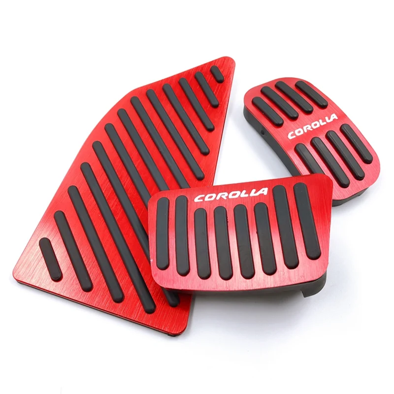 Red 3pcs Не сверлящий автомобильный топливный акселератор, педаль тормоза, педаль сцепления, накладка на педаль, нескользящая Накладка для Toyota Corolla, аксессуары - Название цвета: Red 3pcs