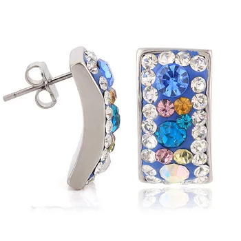 

2020 Hot sale European and American fashion colored Zircon Stainless steel earrings Crystal from Swarovskis Fit Women For Party