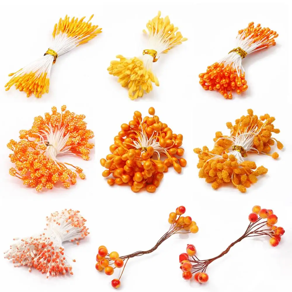 Artificial flowers stamen berries bundle 70-90pcs Purple yellow cherry DIY Christmas wedding cake gift box wreaths decor