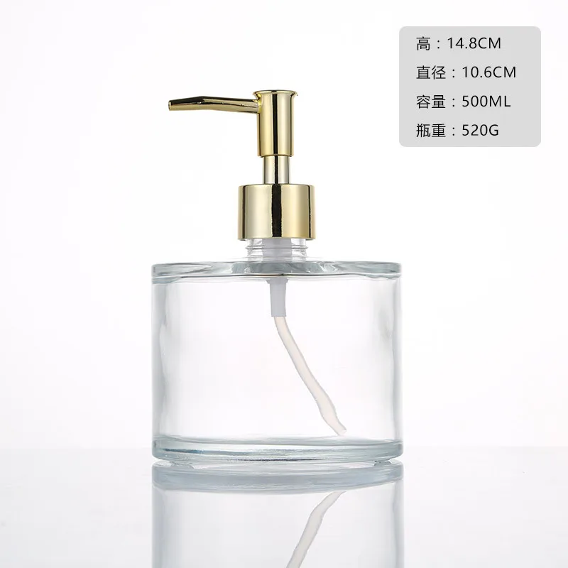 Clear Glass Soap Dispenser with Soap Pump Gold Hand Liquid Soap Saver Hand Sanitizer Holder Glass Lotion Dispenser - Цвет: gold 500ml