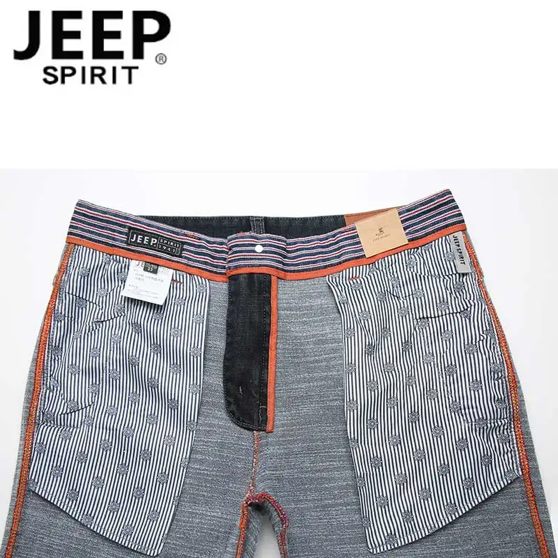 JEEP SPIRIT/Новые Брендовые джинсовые брюки, мужские повседневные Прямые эластичные черные джинсы со средней талией, мужские джинсы, большие размеры 30-44, Hombre