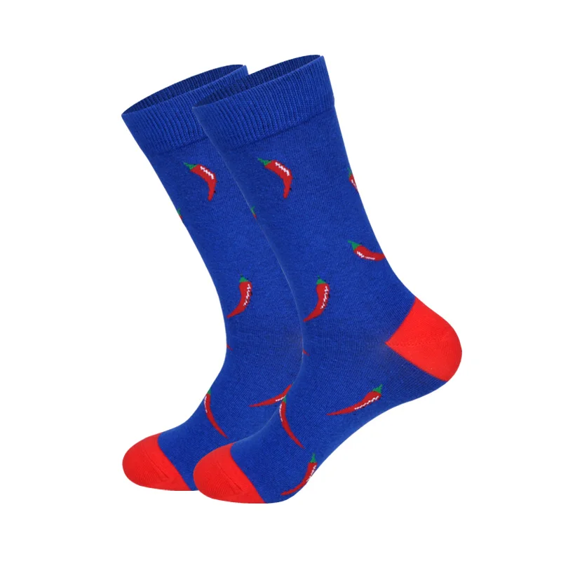 1 Pair Colorful Combed Cotton Socks Shark Skull Pattern Long Tube Happy Men Socks Novelty Skateboard Crew Casual Crazy Socks - Цвет: 17